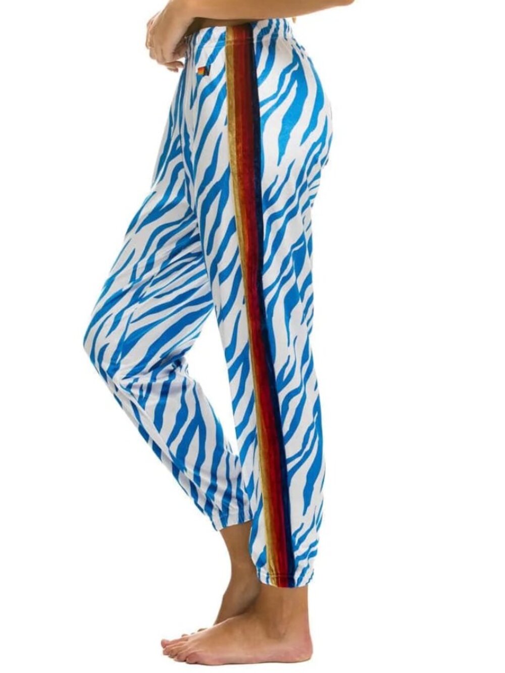 Aviator Nation Classic Velvet Sweatpants Blue Tiger Size Small